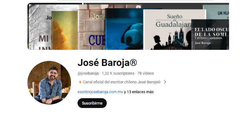 Canal oficial de YouTube del escritor valdiviano José Baroja
